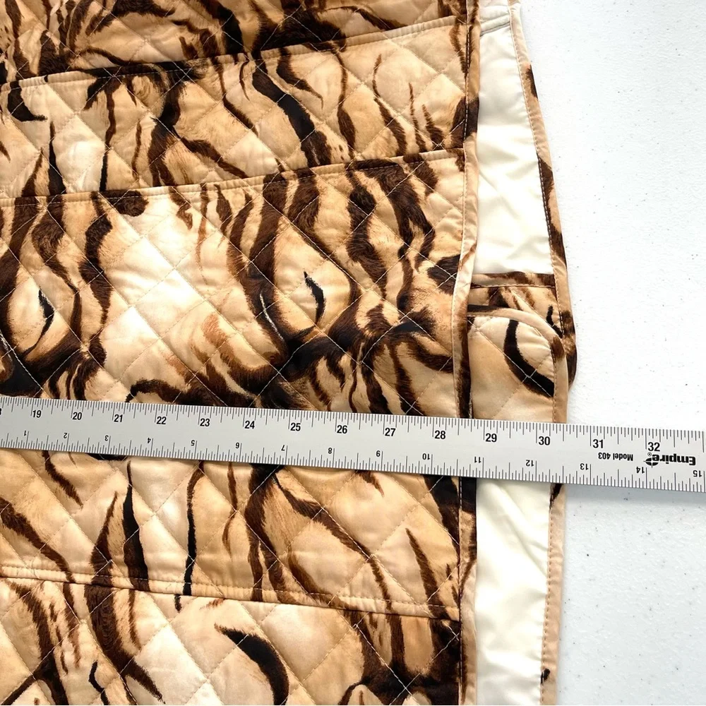 Chico's Jacket Women’s 4 US 20/22 Brown Tiger Prints Quilted Pockets Long Sleeve